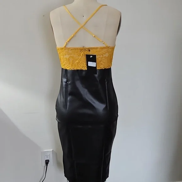 AYANAPA SZ 10 & 12 DRESS YELLOW and Black Lace Dress - Picture 2 of 5